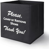 Opret Large Shoe Cover Box Black, Real Estate Agent Supplies, Disposable Shoe Cover Dispenser Box for Open House, Please Cover or Remove Shoes, Foldable Storage Bin for Shoe Bootie