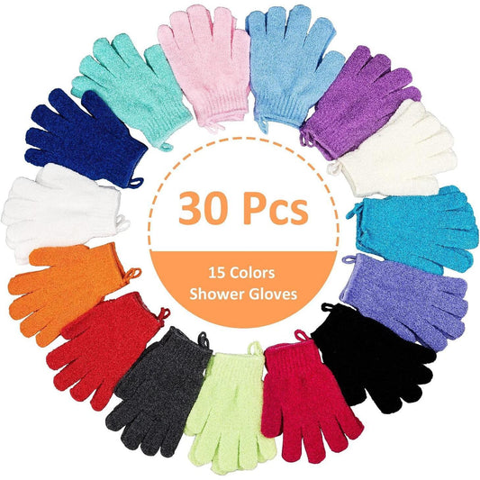 30_Pcs_Exfoliating_Gloves_for_Shower,_15_Colors_Body_Exfoliator_Glove_with_Hanging_Loop,_Scrub_Exfoliate_Glove_Mitt_Bath_Face_Spa_Hand_Scrubber_Wash_Deep_Scrubbing_Dead_Skin_for_Women_Men,_by_Aisuly