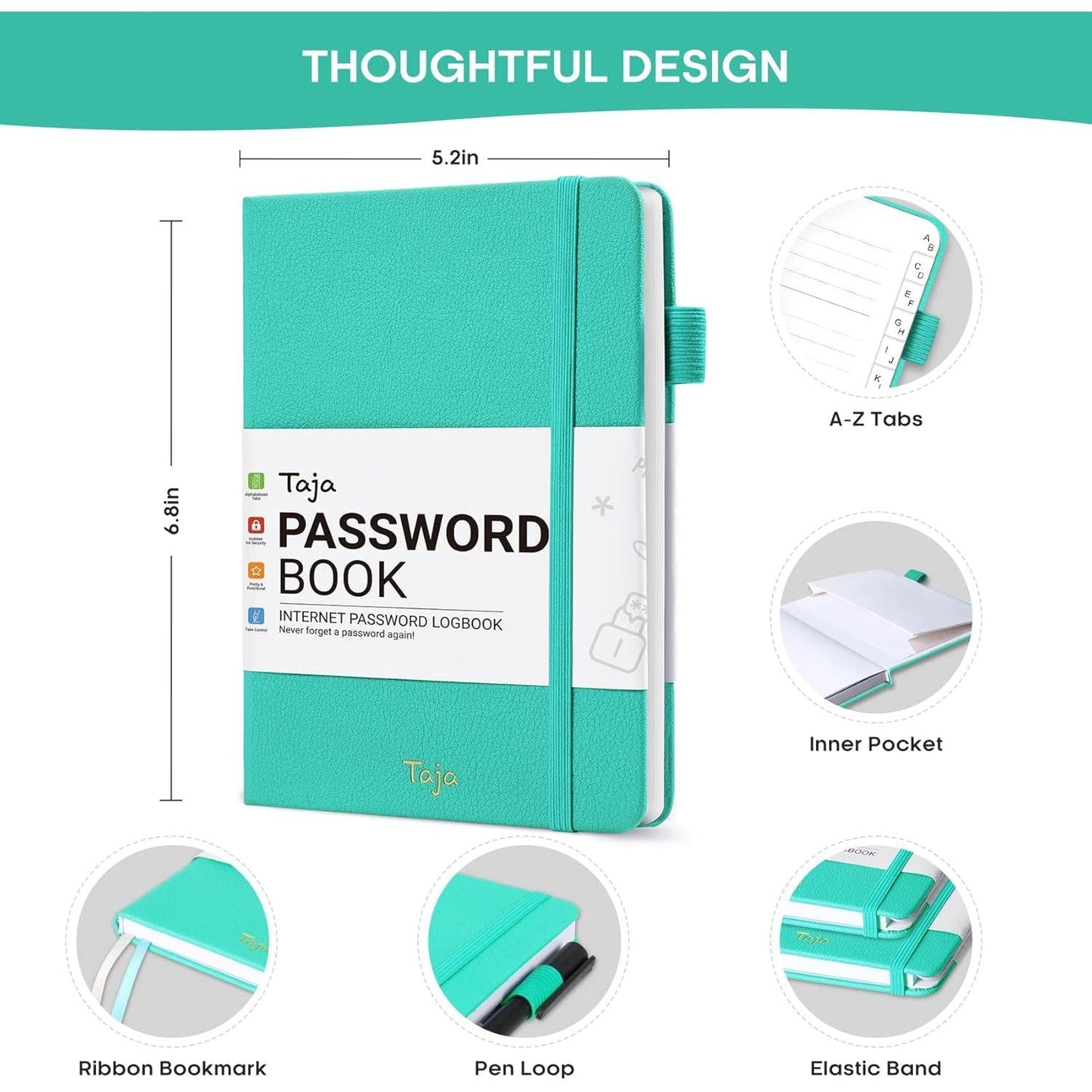 Taja_Password_Keeper_Book_with_Alphabetical_Tabs,Small_Password_Books_for_Seniors,_Password_Notebook_for_Internet_Website_Address_Log_in_Detail