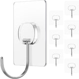 JINSHUNFA Adhesive Wall Hooks for Hanging Heavy Duty Towel Coat Hooks Waterproof Transparent Hook for Bathroom Shower Kitchen Keys Door Outdoor Home Improvement Utility Hook 8 Pack