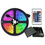 Battery Powered Led Strip Lights, Flexible Color Changing RGB LED Light Strip,5050 3M/9.8FT 90 LEDs 5V Battery-Powered with Controller