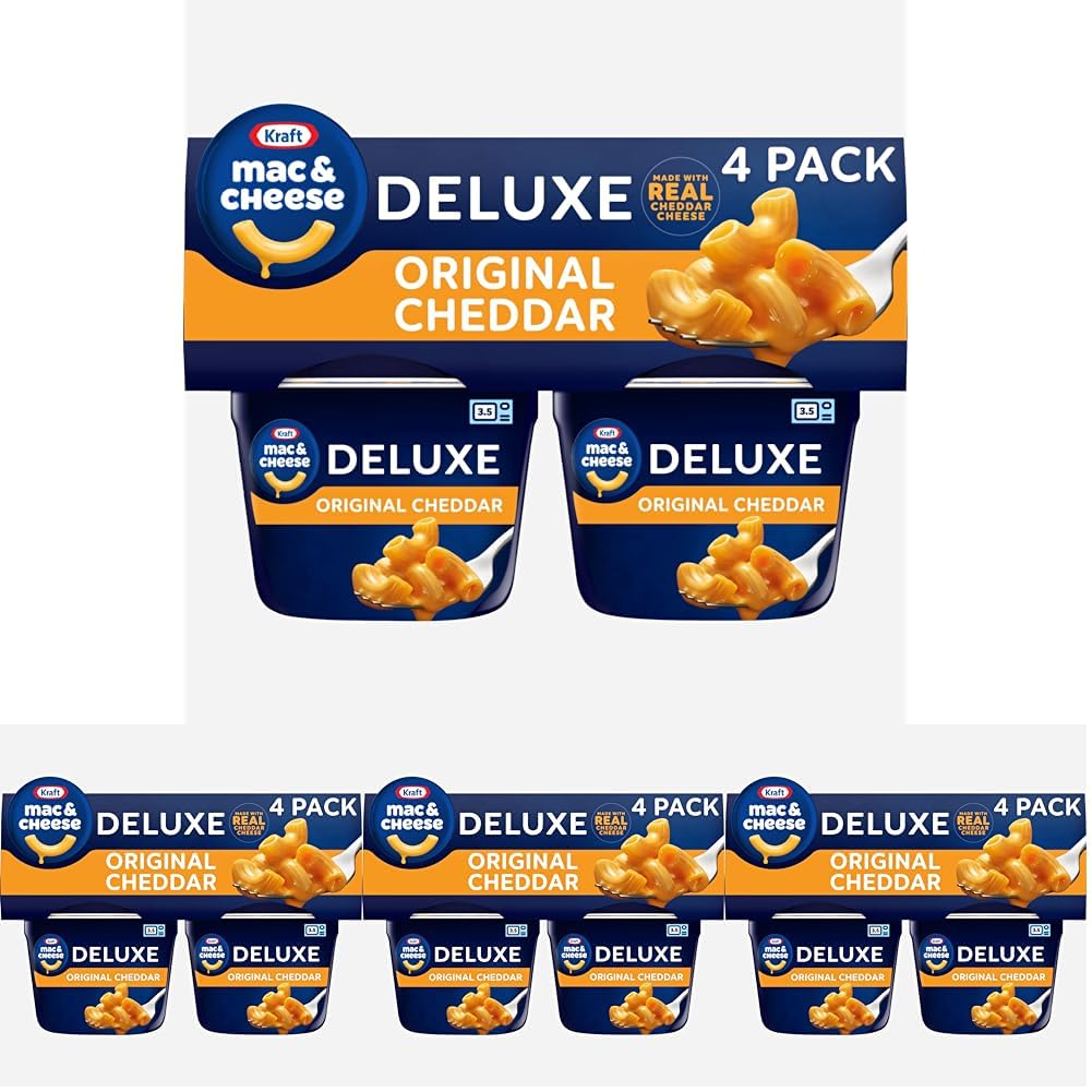 Kraft Mac & Cheese Kraft Deluxe Original Easy Microwavable Macaroni and Cheese Cups (4 ct Pack, 2.39 oz Cups) (Pack of 4)