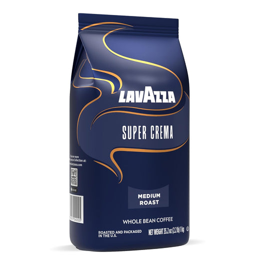 Lavazza_Super_Crema_Whole_Bean_Coffee,_Medium_Espresso_Roast,_Arabica_and_Robusta_Blend,_2.2_lb_Bag,_Package_May_Vary_(Pack_of_6)