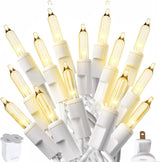 PREXTEX 10 Ft String Lights with Christmas Tree Light Warm White - Indoor/Outdoor Decor - 50 Count Christmas Lights for Holidays - Xmas Light on White Wire - Multi-Strand Connectable