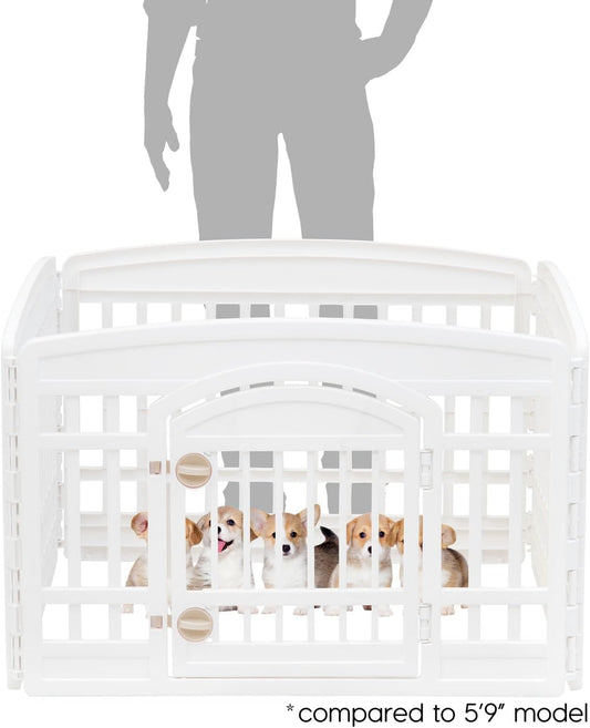 IRIS_USA_24"_Dog_Playpen_with_Door,_4-Panel_Pet_Enclosure_for_Small_Dogs,_White