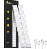 Under Cabinet Lighting - 10.5" Motion Sensor Light Indoor, Magnetic Wireless Closet Lights, Dimmable Led Night Light, Rechargeable Under Counter Lights for Kitchen, Bedroom, Stair, 2 Pack