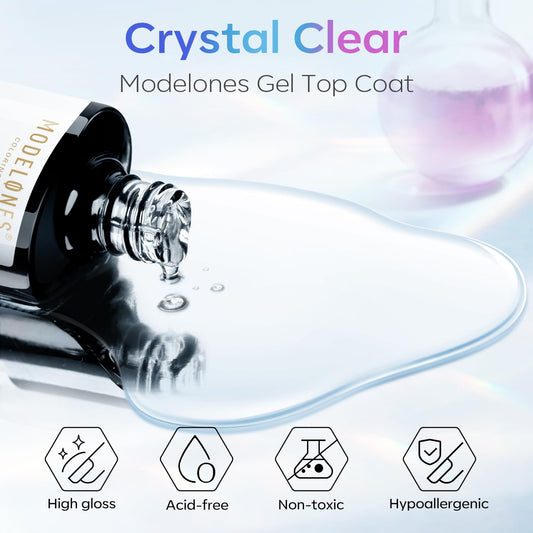 modelones_Gel_Top_Coat,_15ml_No_Wipe_Gel_Nail_Polish_High_Gloss_Top_Coat_Shiny_Long_Lasting_Clear_Top_for_Acrylic_Nails,_Need_U_V/LED_Lamp_for_Home_DIY_Gift_Spring_Easter's_Manicure_Salon