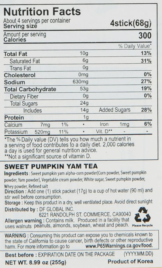 Damtuh_Sweet_Pumpkin_with_Yam_Tea_Powder_–_Korean_Meal_Replacement,_Instant_Breakfast_Shake_with_Misugaru,_17g_x_15_Sticks