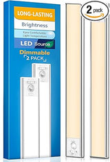 Under Cabinet Lighting, LED Motion Sensor Light Indoor, 2200mAh USB Rechargeable Closet Lights Battery Operated, Stick On Magnetic Wireless Dimmable Under Counter Lights for Kitchen, Stairs (2 Pack) - 8 inch/13 inch