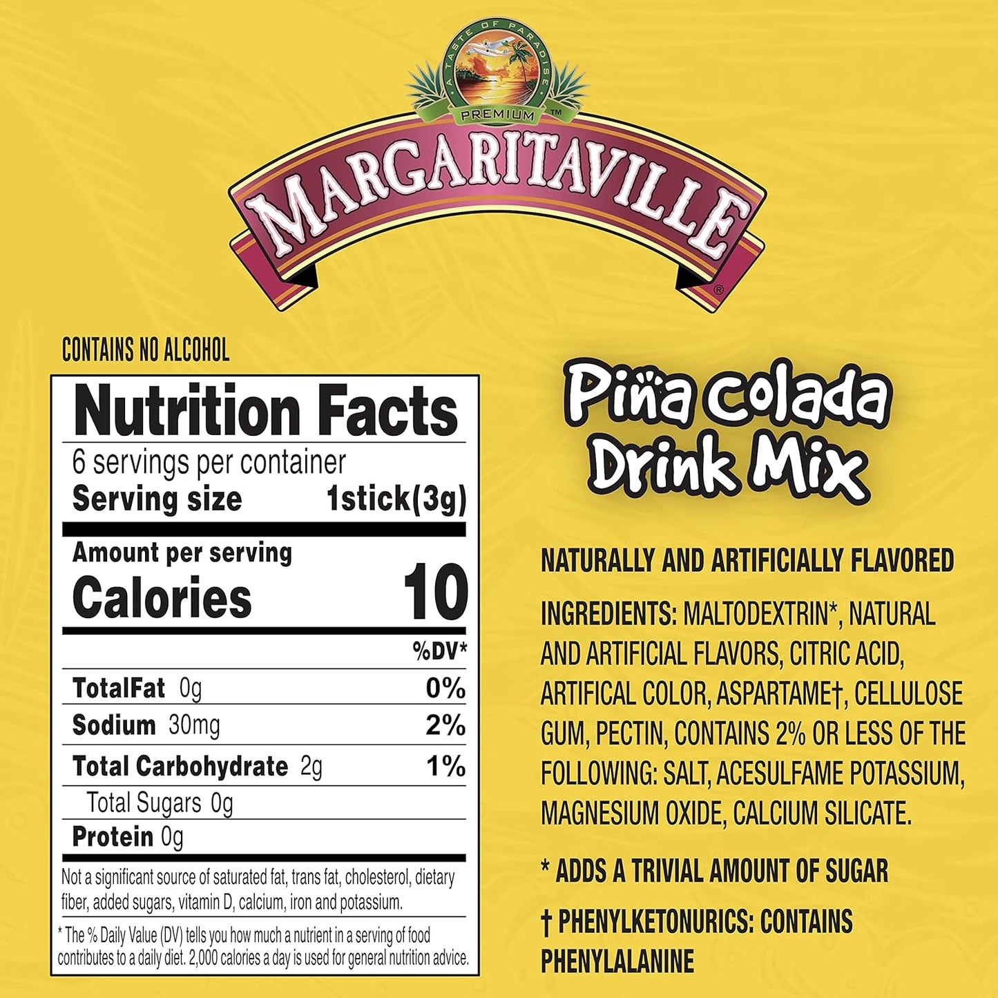 Margaritaville_Singles_To_Go_Water_Drink_Mix_-_Pina_Colada_Flavored,_Non-Alcoholic_Powder_Sticks_(12_Boxes_with_6_Packets_Each_-_72_Total_Servings),_0.65_Ounce_(Pack_of_12)