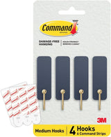 Command Medium Wire Hook, Latte, 4 Hooks, 6 Strips