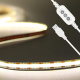 PAUTIX 5V COB LED Strip Light USB Powered, 6.56–9.84FT Dimmable Warm to Cool White (2700K–6000K), CRI90+ 640 LEDs 1200lm, Flexible Under Cabinet & TV Backlight for Home DIY Lighting