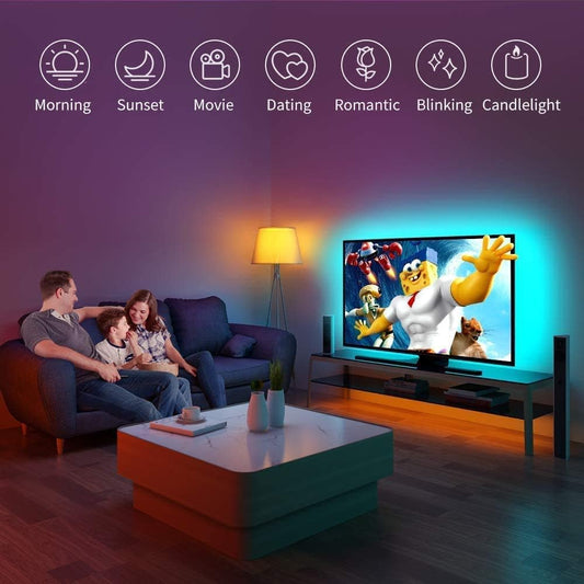 LED_TV_Backlight,SMY_USB_LED_Strip_Light,RGB_Multi-Colour_LED_Light_Strip_Kit_Waterproof_IP65,_30LED_with_Wireless_Remote_Controller_for_TV/PC/Laptop_Bias_Lighting_(3.28Ft/6.56Ft)