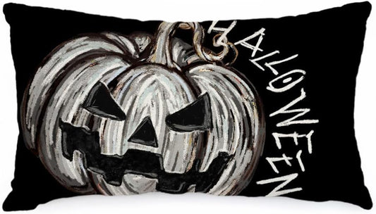🎁 AACORS Halloween Pillow Cover 12x20 Inches - Pumpkin Farmhouse Decor, Spooky Holiday Throw Pillow Case for Sofa Couch, Home Party Decorations (Black) AA748-12 (100% off)
