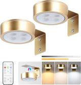 2/4-Pack Picture Light Battery Operated with Remote, Led Lights Dimmable and Timer Painting Light, Art Display Light for Picture Frame Artworking Portrait, Home Wall Decor Puck Lights, Black/White/Gold