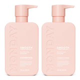 MONDAY HAIRCARE Smooth Shampoo + Conditioner Bathroom Set (2 Pack) 12oz Each for Frizzy, Coarse, and Curly Hair, Made from Coconut Oil, Shea Butter, & Vitamin E, 100% Recyclable Bottles, Pink