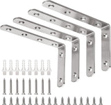 YUMORE L Bracket, 5" x 3" Max Load: 35lb/15KG Heavy Duty Stainless Steel Solid Shelf Support Corner Brace Joint Right Angle Bracket, Pack of 4