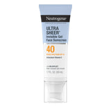 Neutrogena Ultra Sheer Invisible Gel Face Sunscreen SPF 40, Facial Sunscreen & Moisturizer, Vitamin E, Matte Finish, Makeup Primer, Travel Size, 80 Minutes Water-Resistant, 1.7 oz