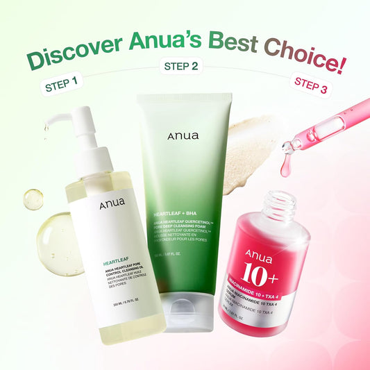 Anua_3-Step_Glass_Skin_Beginner_Set,_Oil_Cleanser_and_Face_Wash_with_Facial_Serum,_Double_Cleansing_Daily_Routine_with_Niacinamide,_Korean_Skin_Care_Set