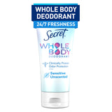 Secret Whole Body Deodorant Cream for Women, Aluminum Free Deodorant, 72 HR Odor Protection, 3.0 oz