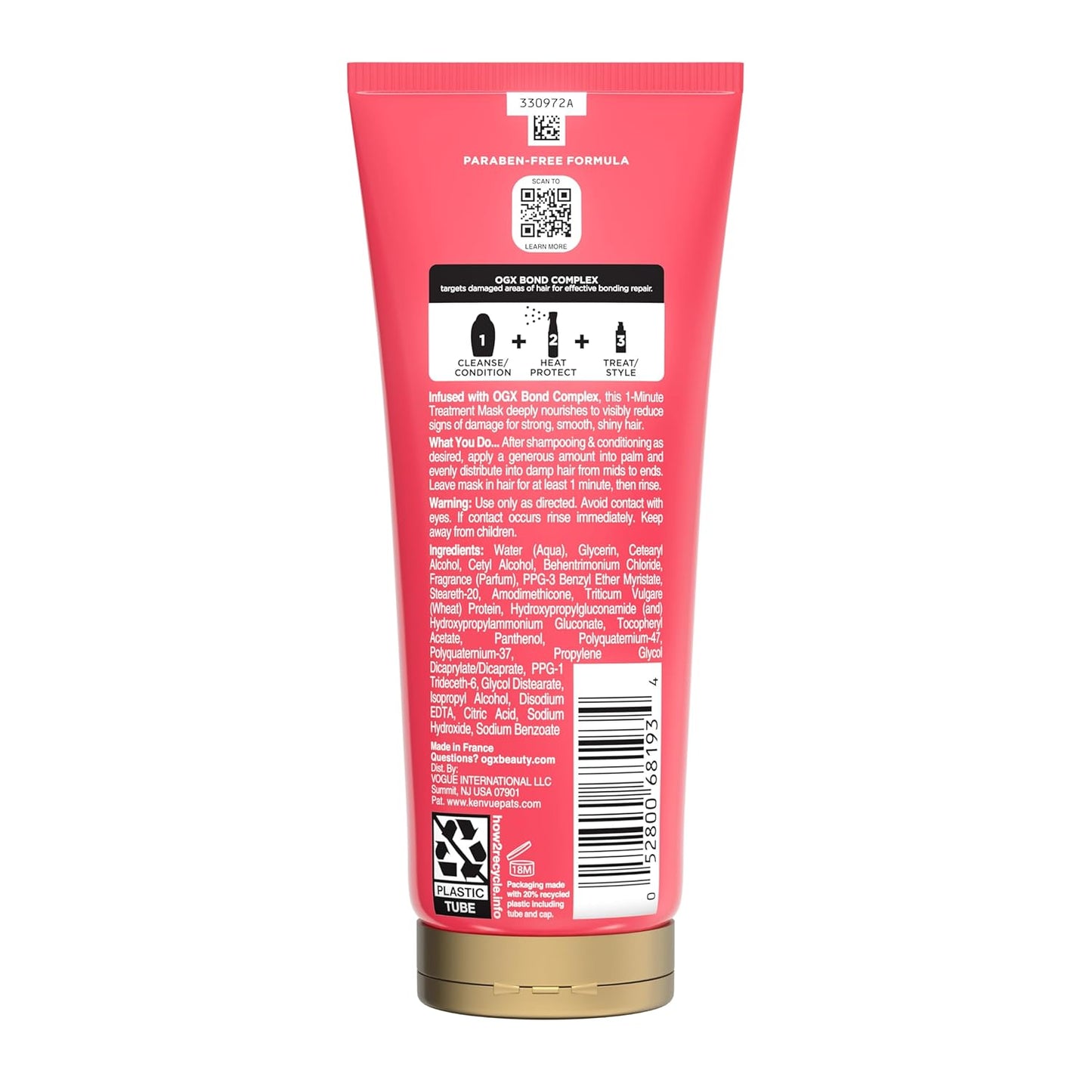 OGX_Repair_&_Protect_Bond_Protein_Repair_1-Minute_Treatment_Mask,_Deep_Conditioning_Hair_Mask_Rapidly_Repairs_for_Shiny,_Smooth_Hair_That_Lasts_Between_Washes,_6.7_fl._oz