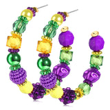 Holiday Hoop Earrings for Women Girl Glitter Festive Enamel Green Shamrock Charm Hoops for Mardi Gras St. Patrick's Day Jewelry Gifts for Party Carnival