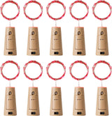 Aluan Wine Bottle Lights with Cork, 12 LED 10 Pack Fairy / String Lights Waterproof Battery Operated for Jar Party Wedding Christmas Festival Bar Decoration, Warm White