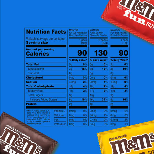 M&M'S_Fun_Size_Assorted_Chocolate_Candy_Variety_Pack,_Milk_Chocolate,_Peanut_&_Peanut_Butter,_Party_Size_Bulk_Candy_Bags_for_Halloween,_Party_Favors,_Offices,_and_More,_19.41_Oz