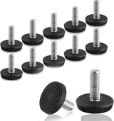 1/4" Thread Furniture Feet Levelers, 12 PCS Adjustable Furniture Feet Threaded Screw in, Leveling Feet Screw On Furniture Glide Leveling for Table, Cabinets, Chairs, Stool Legs