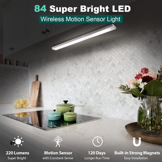 BLS_84_LED_Closet_Lights_-_Battery_Powered,_Super_Bright_Under_Cabinet_Lighting_with_Motion_Sensor,_Wireless,_3200mah_Rechargeable_Battery,_120_Days_Run_Time
