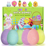 Jofan 6 Pack Easter Bubble Bath Bombs with Easter Squishy Toys Inside for Kids Girls Boys Easter Basket Stuffers Gifts