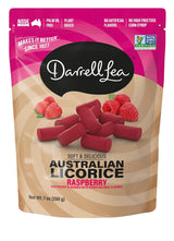 Darrell Lea Soft Australian Licorice, Non-GMO, No Palm Oil, Plant Based, No High Fructose Corn Syrup, Soft & Chewy Licorice Candy, Made in Australia, Raspberry (7 Ounce (Pack of 1))