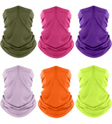 Fuinloth Neck Gaiter, 6 Pack Cooling UV Protection Bandana Face Mask Gator Scarf for Men Women