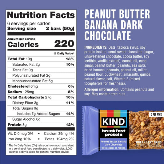 KIND_Breakfast_Protein_Bars,_Peanut_Butter_Banana_Dark_Chocolate,_Gluten_Free,_Low_Sodium,_Healthy_Snacks,_8g_Protein,_30_Count_(30_Packs_of_2_Bars)