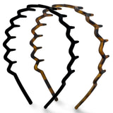 Kitsch Zig Zag Headbands for Women – Fashion Accessories for Slicked Back Styles - Comfortable Wavy Headbands | Comb Headband with Teeth | Ideal Gifts for Women - 2 pcs