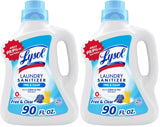 Lysol Laundry Sanitizer Additive, Free & Clear, Free from Fragrance and Dyes, 0% Bleach Laundry Sanitizer, Bacteria-causing Laundry Odor Eliminator, Unscented, 90 Fl Oz