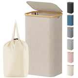 Lifewit 100L Laundry Basket with Lid, Clothes Hampers for Laundry with Bamboo Handles and 1 Removable Bag, Large Foldable Laundry Hamper for Bedroom, Bathroom, Dorm, Laundry Room