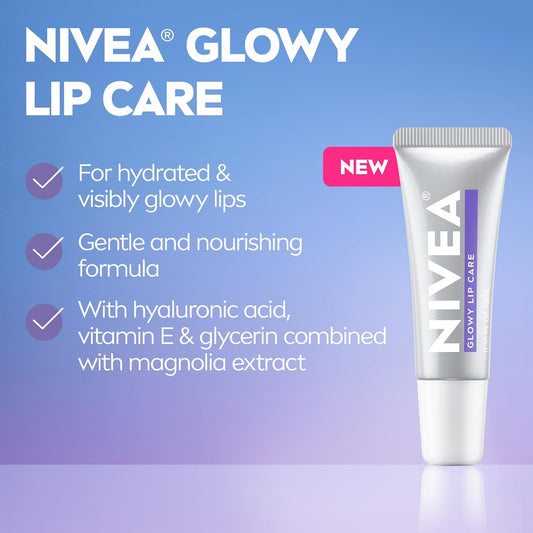 NIVEA_Glowy_Lips,_Vegan_Lip_Balm_with_Hyaluronic_Acid,_Vitamin_E,_and_Magnolia_Extract,_Moisturizing_Lip_Balm_Instantly_Boosts_Natural_Lip_Glow,_0.35_Fl_Oz_Tube
