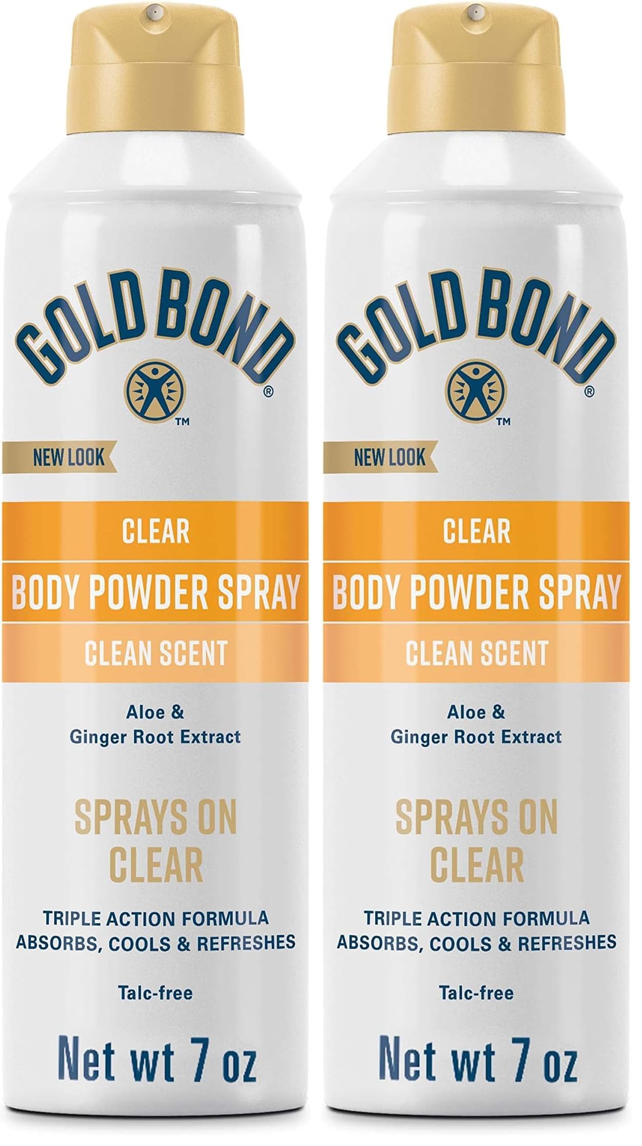 Gold Bond No Mess Clear Invisible Body Powder Spray, 7 oz., Absorbs Odor-Causing Sweat (Pack of 2)