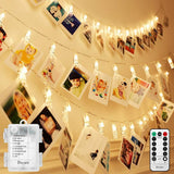 Decute 100 LED 50 Photo Clips String Lights Holder 33FT Starry Fairy Lights for Hanging Pictures Cards Memos USB Powered with Switch Perfect for Bedroom Wedding Dorm Christmas Decor (Warm White)