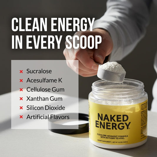 NAKED_Energy_-_Pure_Pre_Workout_Powder_for_Men_and_Women,_NSF_Certified,_Vegan,_Unflavored,_Healthy_Pre_Workout_-_No_Added_Sweeteners,_Colors_Or_Flavors_-_50_Servings