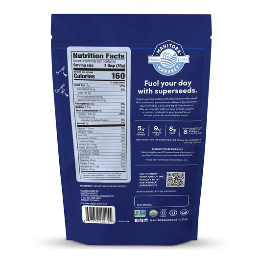 Manitoba_Harvest_Whole_Organic_Flaxseed,_5g_Plant_Based_Protein_and_9g_Omegas_3_&_6_per_30g_Serving_-_Perfect_for_Smoothies,_Yogurt_&_Cereal_-_Non-GMO,_Organic,_Vegan,_10oz_(Pack_of_1)