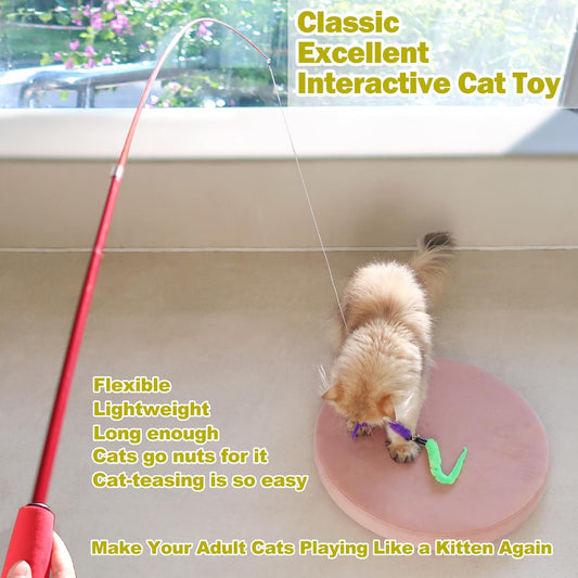 MeoHui_Cat_Toys_for_Indoor_Cats,_Interactive_Cat_Toy_2PCS_Retractable_Wand_Toy_and_9PCS_Cat_Feather_Toys_Refills,_Funny_Kitten_Toys_Cat_Fishing_Pole_Toy_for_Bored_Indoor_Cats_Chase_and_Exercise