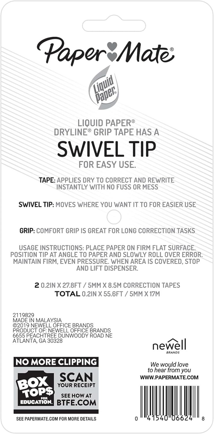 Paper_Mate_Paper_Mate_Liquid_Paper_DryLine_Grip_Correction_White_Tape,_2_Count