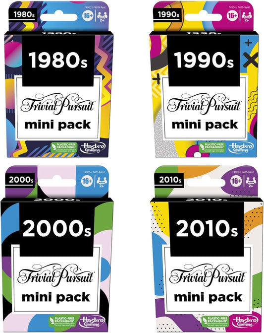 Hasbro_Games_Trivial_Pursuit_Mini_Packs_Multipack,_Fun_Trivia_Questions_for_Adults_and_Teens_Ages_16+,_Includes_4_Game_Featuring_4_Decades