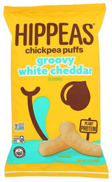 Hippeas Chickpea Puffs, Vegan White Cheddar, 4 Ounce (Pack of 1), 4g Protein, 3g Fiber, Vegan, Gluten-Free, Crunchy, Plant Protein Snacks