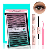 VAVALASH DIY Lash Extensions Kit Individual Cluster Lashes Kit with 280 Lash Clusters 30D+40D-0.07-D-10-16Mix, Lash Bond and Seal, Lash Applicator for DIY Eyelash Extensions at Home Makeup Eyelashes Extensions Cosmetic Salon