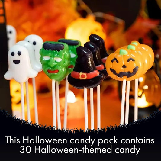 Fusion_Select_Candy_Lollipops_-_Halloween_Suckers_-_Trick_or_Treat_Candies_for_Kids_-_Frankenstein's_Monster,_Jack_o_Lantern,_Ghost_&_Witch_Hat_Sweets_-_Individually_Wrapped_-_30_Per_Box