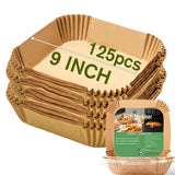 Large Air Fryer Disposable Paper Liners Square 9 Inch, 125 Pcs Parchment paper liner for 5-8QT Air fryer, Oil-proof, Water-proof, Parchment Baking Paper for Baking Roasting Microwave Bakeware Utensils