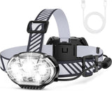 Rechargeable Headlamp, Ultra-Bright 5 LED Head Lamp with Red White Light,IPX4 Waterproof Headlight,8 Mode Head Flashlight for Outdoor Running Hunting Fishing Hiking Camping Gear